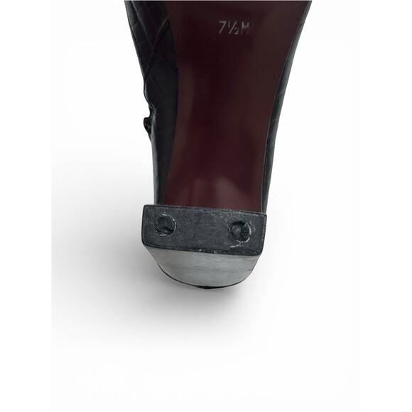 Nine West Vintage Womens 7.5 New Old Stock Black Leather Alligator Pointed Toe - Picture 7 of 11